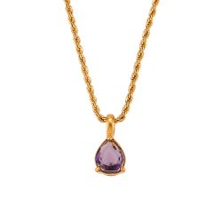 Colgante Acero Dorado Mujer CAZ0021DOAM Piedra Mineral Nacimiento Febrero - Amatista
