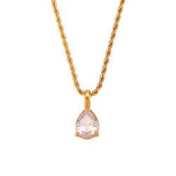 Colgante Acero Dorado Mujer CAZ0021DOCZ Piedra Mineral Nacimiento Circonita - Abril