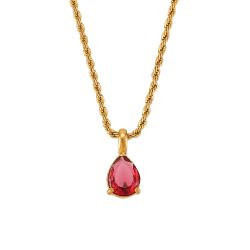Colgante Acero Dorado Mujer CAZ0021DOGR Piedra Mineral Nacimiento Granate - Enero