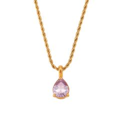 Colgante Acero Dorado Mujer CAZ0021DOLV Piedra Mineral Nacimiento Lavanda - Junio