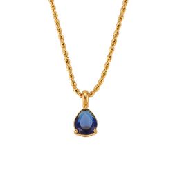 Colgante Acero Dorado Mujer CAZ0021DOZF Piedra Mineral Nacimiento Circonita Zafiro Azul - Septiembre