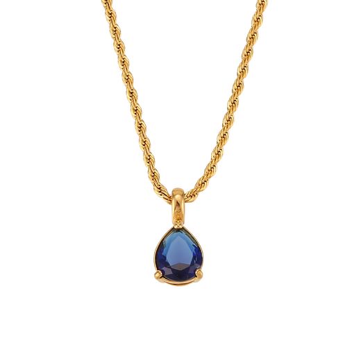 Colgante Acero Dorado Mujer CAZ0021DOZF Piedra Mineral Nacimiento Circonita Zafiro Azul - Septiembre