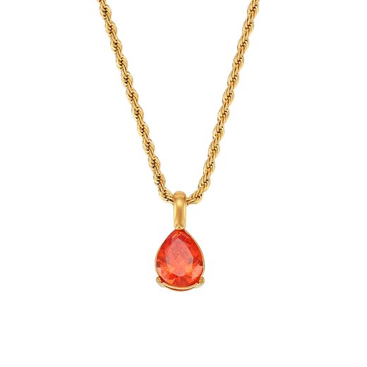 Colgante Acero Dorado Mujer CAZ0021DOZO Piedra Mineral Nacimiento Circonita Naranja - Agosto