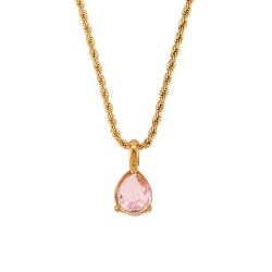 Colgante Acero Dorado Mujer CAZ0021DOZP Piedra Mineral Nacimiento Circonita Rosa - Octubre