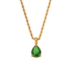 Colgante Acero Dorado Mujer CAZ0021DOZV Piedra Mineral Nacimiento Esmeralda - Mayo
