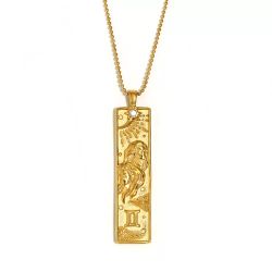 Colgante Acero Dorado Mujer CAZ0070DO Zodiaco Géminis