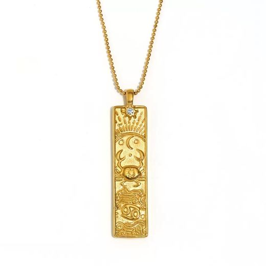 Colgante Acero Dorado Mujer CAZ0071DO Zodiaco Cancer