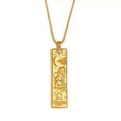 Colgante Acero Dorado Mujer CAZ0072DO Zodiaco Leo