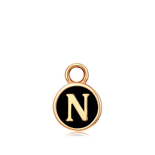 Colgante Acero Dorado Mujer CHA0001DOENN Letra N Enamel Negra