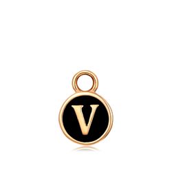 Colgante Acero Dorado Mujer CHA0001DOENV Letra V Enamel Negra