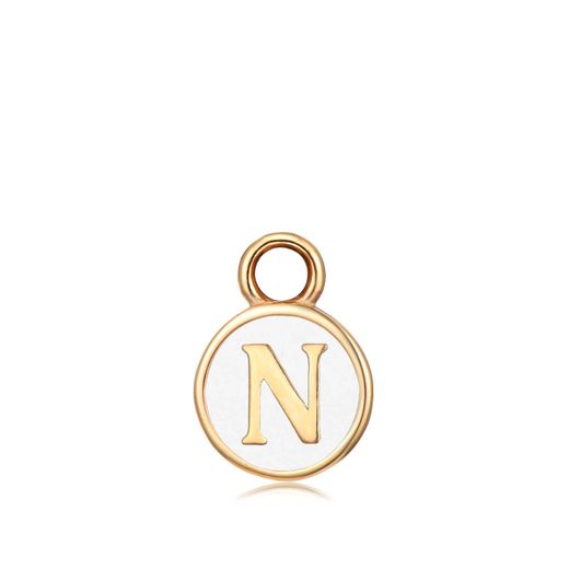 Colgante Acero Dorado Mujer CHA0001DOEWN Letra N Enamel Blanco