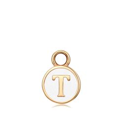 Colgante Acero Dorado Mujer CHA0001DOEWT Letra T Enamel Blanco