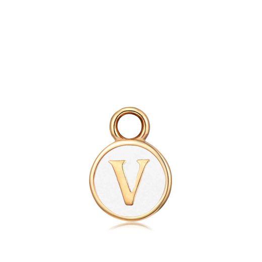 Colgante Acero Dorado Mujer CHA0001DOEWV Letra V Enamel Blanco
