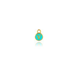 Colgante Acero Dorado Mujer CHA0001DOMEV Letra V Enamel Menta