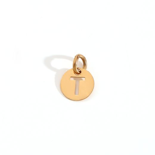 Colgante Acero Dorado Mujer CHA0019DOT Letra T 8mm