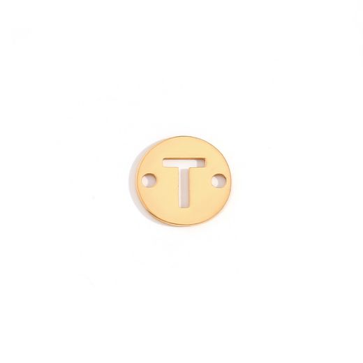 Colgante Entrepieza Acero Dorado Mujer MOA0001DOT Letra T 8mm