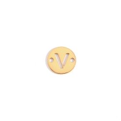 Colgante Entrepieza Acero Dorado Mujer MOA0001DOV Letra V 8mm