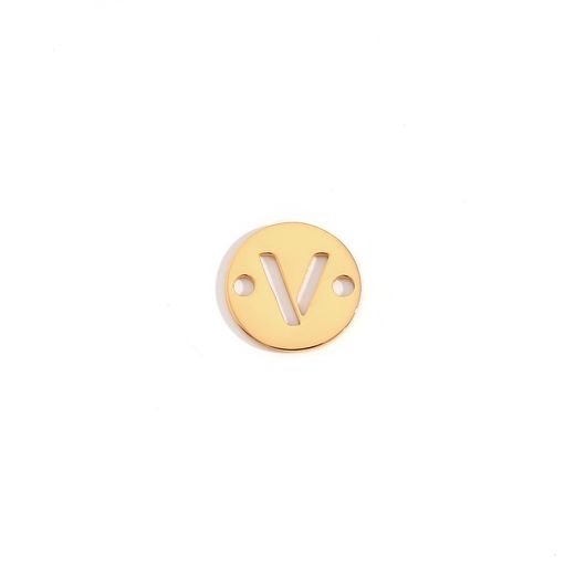 Colgante Entrepieza Acero Dorado Mujer MOA0001DOV Letra V 8mm