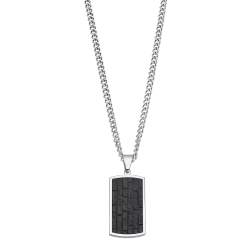 Colgante Acero Inoxidable Bicolor Negro Lotus Hombre LS2275-1/1 Placa 45+5cm