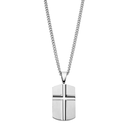 Colgante Acero Inoxidable Lotus Hombre LS2279-1/1 Placa C. Cruz 45+5cm