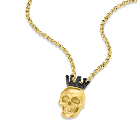 Colgante Acero IP Dorada Police PEAGN0038202 Calavera En Brillo