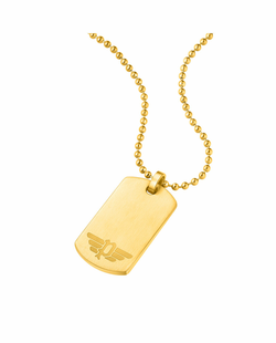 Colgante Acero IP Dorado Police PEAGN0009402 Placa Pulido En Brillo