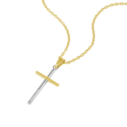 Colgante Acero Ip Bicolor Dorado Police PEAGN0010903 Cruz En Brillo