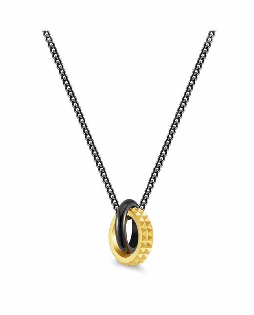 Colgante Acero Ip Negro Bicolor Dorado Police PEAGN0001804 Aros Cruzados
