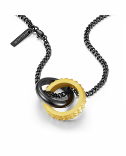 Colgante Acero Ip Negro Bicolor Dorado Police PEAGN0001804 Aros Cruzados