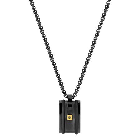 Colgante Acero Negro Argyor MRM (AC)C42029 Placa Diamante 0,005ct