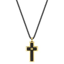 Colgante Acero Negro Bicolor Dorado Argyor MRM (AC)C42031 Cruz Diamante 0,005ct