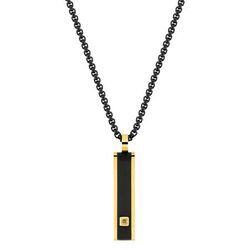 Colgante Acero Negro Bicolor Dorado Argyor MRM (AC)C42033 Placa Diamante 0,005ct