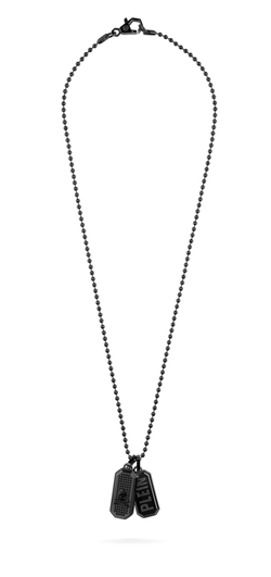 Colgante Acero Negro Hombre Philipp Plein PJ0AA12NU Doble Placa Logo Plein -Calavera