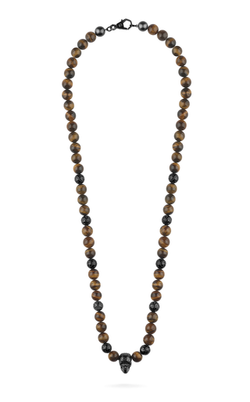 Colgante Acero Negro Hombre Philipp Plein PJNEA08NU Calavera 3D Perlas Ojo De Tigre