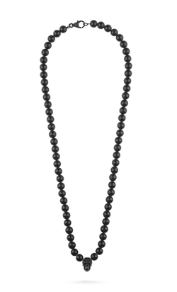 Colgante Acero Negro Hombre Philipp Plein PJNEA10NU Calavera 3D Perlas Ónix Negras