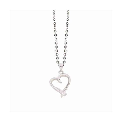 Colgante Acero - Plata Mujer P04529 Corazón C. Circonitas 42cm