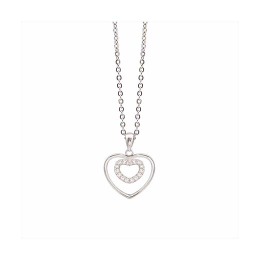 Colgante Acero - Plata Mujer P04631 Corazón C. Circonitas 42cm