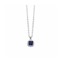 Colgante Acero - Plata Mujer P04917SP Piedra Zafiro Cuadrada & Circonitas 42cm