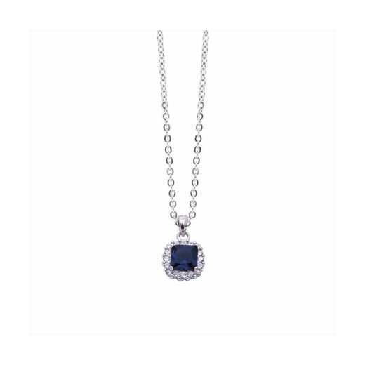 Colgante Acero - Plata Mujer P04917SP Piedra Zafiro Cuadrada & Circonitas 42cm