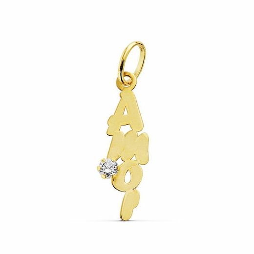 Pingente de ouro com zircões 18kts 19x6mm 16146