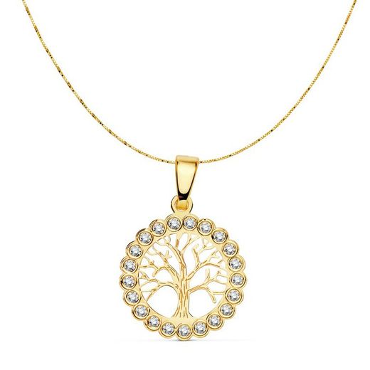 Tree of Life Pendant 18k Gold Zircons 16959