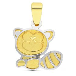 Colgante Bicolor Mapache Oro 18kts 11x10mm Bebe 15699-5