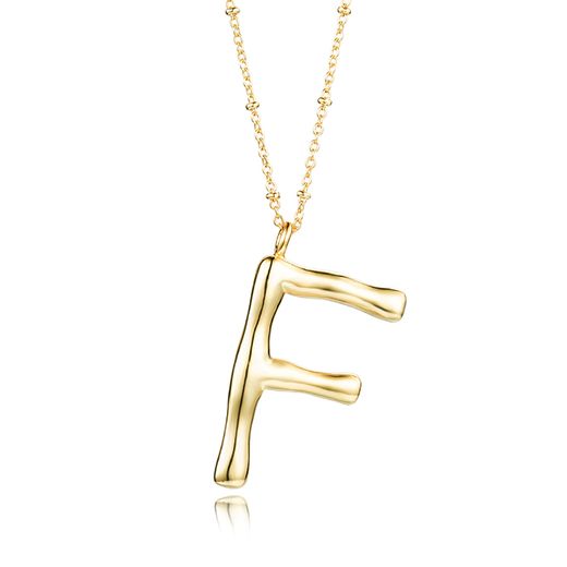 Colgante Bronce Dorada Mujer CO00415BRF Letra F En Brillo