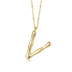 Colgante Bronce Dorada Mujer CO00415BRV Letra V En Brillo
