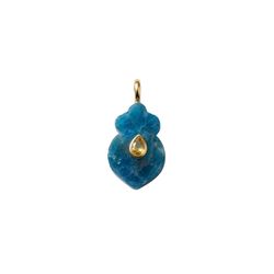 Colgante Bronce Dorado Flor Loto Piedra Mineral Apatito Azul 26mm CTM0011DOAP