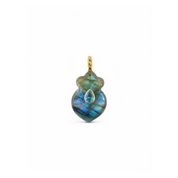Colgante Bronce Dorado Flor Loto Piedra Mineral Labradorita 26mm CTM0011DOLA