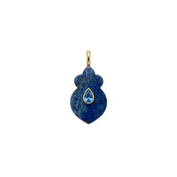 Colgante Bronce Dorado Flor Loto Piedra Mineral Lapislázuli 26mm CTM0011DOLP
