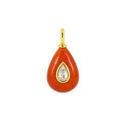 Colgante Bronce Dorado Lágrima Piedra Mineral Aventurina Roja 15mm CTM0012DORA