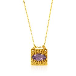 Colgante Bronce Dorado Mujer CBM0005DOAM Ojo Turco Piedra Mineral Amatista
