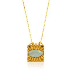 Colgante Bronce Dorado Mujer CBM0005DOCA Ojo Turco Piedra Mineral Calcedonia
